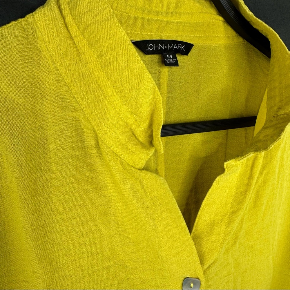 John Mark Mustard Yellow Solid Color Button Down … - image 5